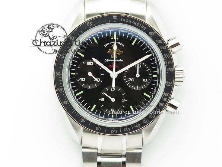 0419 Refined Speedmaster 50th Anniversary Black Dial On SS Bracelet 8232